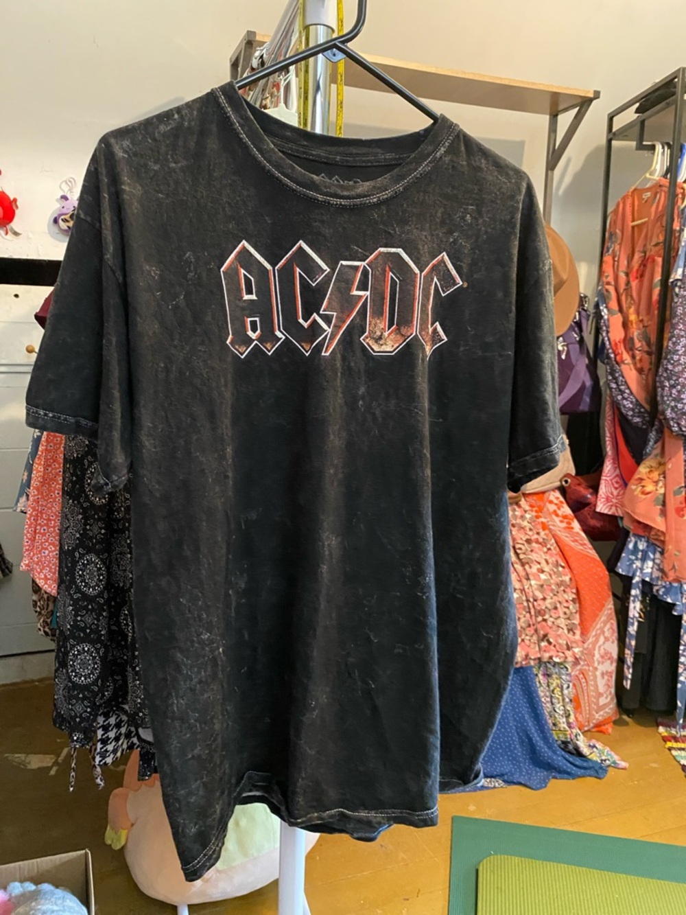 AC/DC acid wash Black Tee with Red-Outlined Logo lightning bolt ⚡️ - Picture 2 of 4